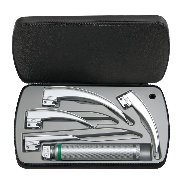 Set de laringoscopio HEINE Classic+ F.O. LED con mango a pilas