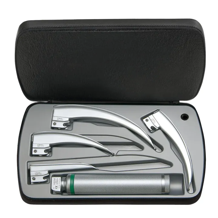 Set de laringoscopio HEINE Classic+ F.O. LED con cargador de mesa
