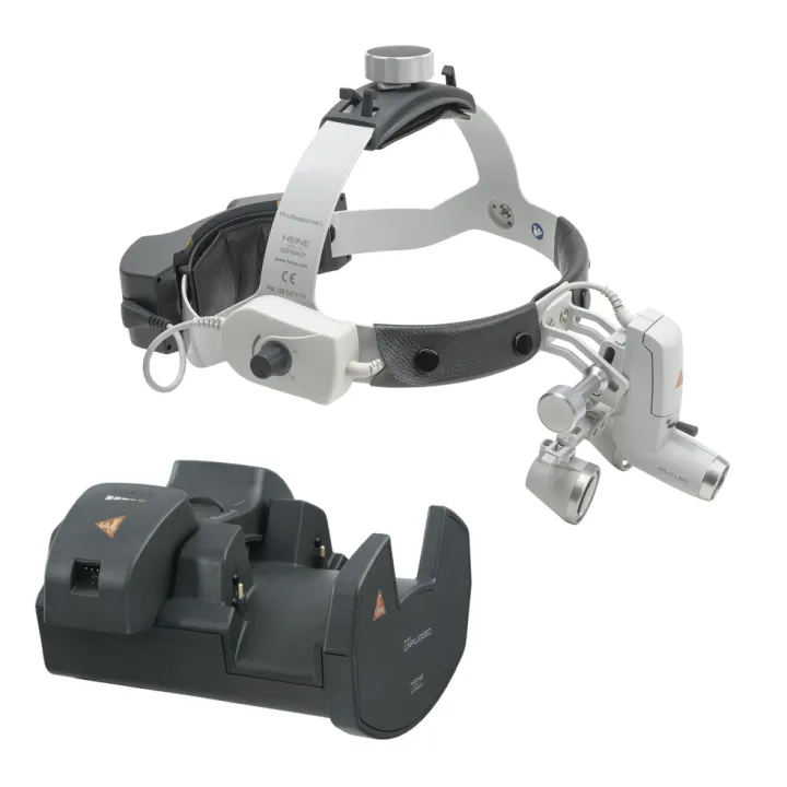 Lámpara Frontal HEINE ML4 LED Kit 12c con lupas binoculares HR 2.5x/520