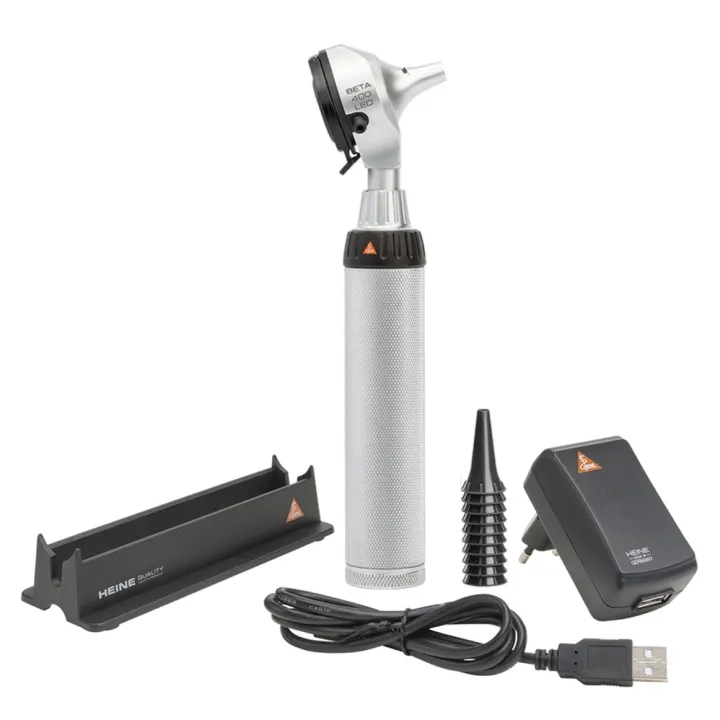Otoscopio HEINE BETA 400 LED con mango recargable en estuche