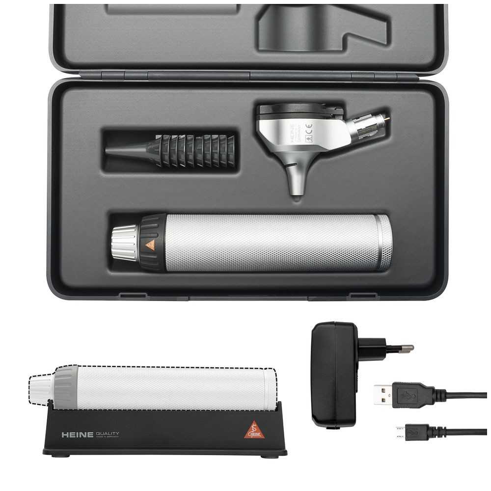 Otoscopio HEINE BETA 400 LED con mango recargable en estuche