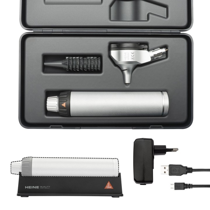 Otoscopio HEINE BETA 400 LED con mango recargable en estuche