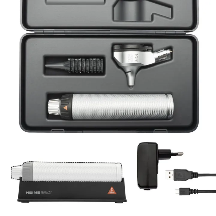 Otoscopio HEINE BETA 400 LED con mango recargable en estuche