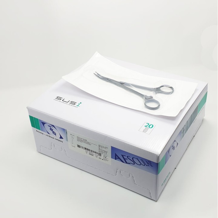 Aesculap SUSI Pinzas hemostáticas BIRKETT, curva, 185 mm, dentadas, estériles