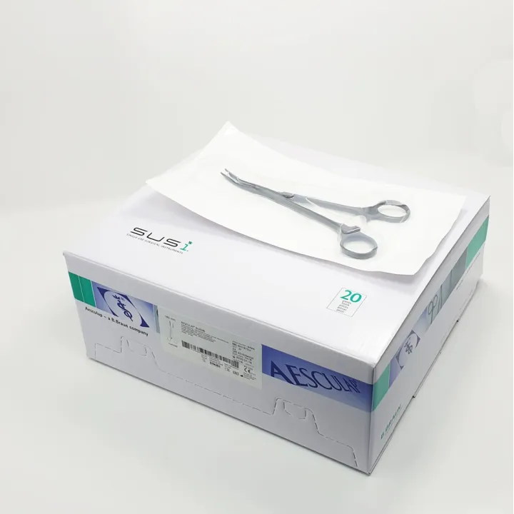 Aesculap SUSI Pinzas hemostáticas BIRKETT, curva, 185 mm, dentadas, estériles