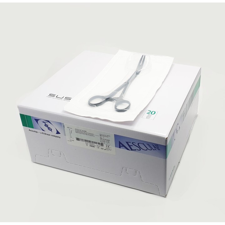 Pinzas para esponjas y apósitos Aesculap SUSI, curvas, 200 mm, dentadas, estériles