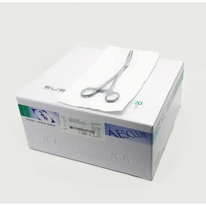 Pinzas para esponjas y apósitos Aesculap SUSI, curvas, 200 mm, dentadas, estériles