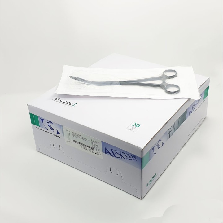 Pinzas para esponjas y apósitos Aesculap SUSI de MAIER, curvas, 265 mm, estériles